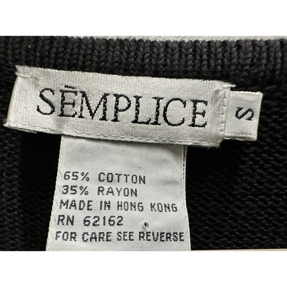 SEMPLICE Sergio Lopez women size small pullover black sweater sequins and beads - Picture 8 of 8